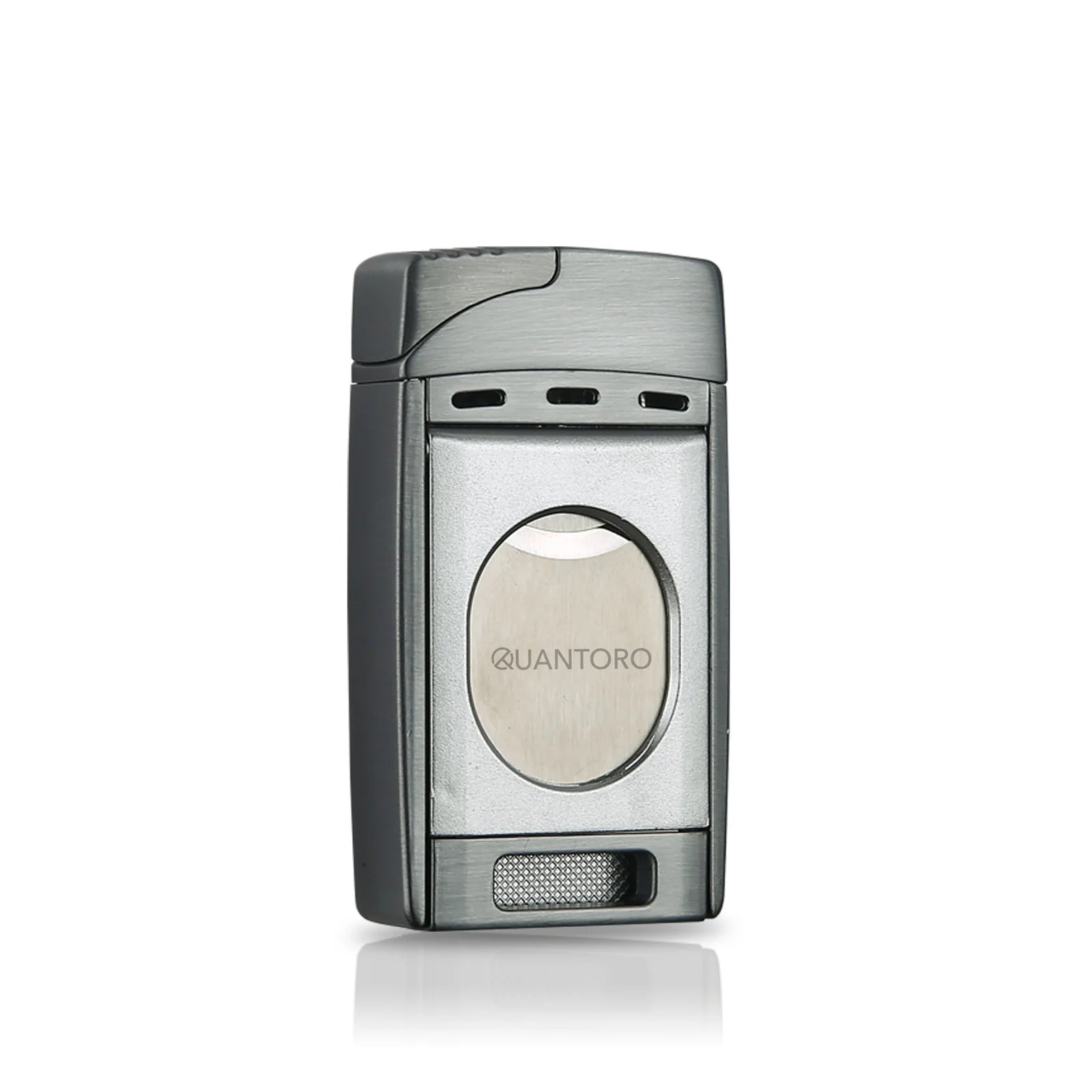 Puro Çakmağı Silver Çift Torch Jet Alev V-Cut Puro Kesicili