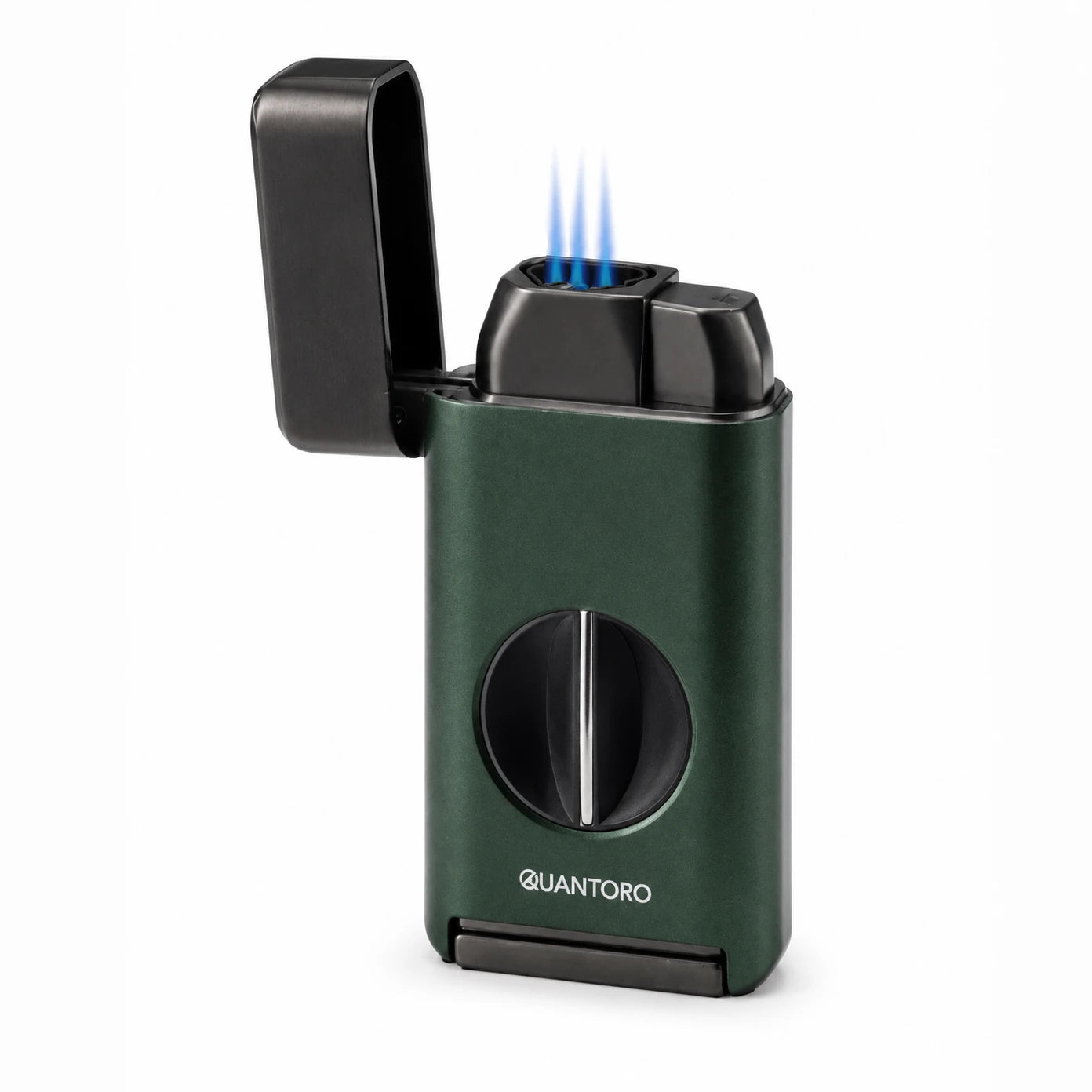 Quantoro Kesicili Dinlendiricili Üçlü Jet Alev Puro Çakmağı: Triple Torch Gücü ve V-Cut Konforu