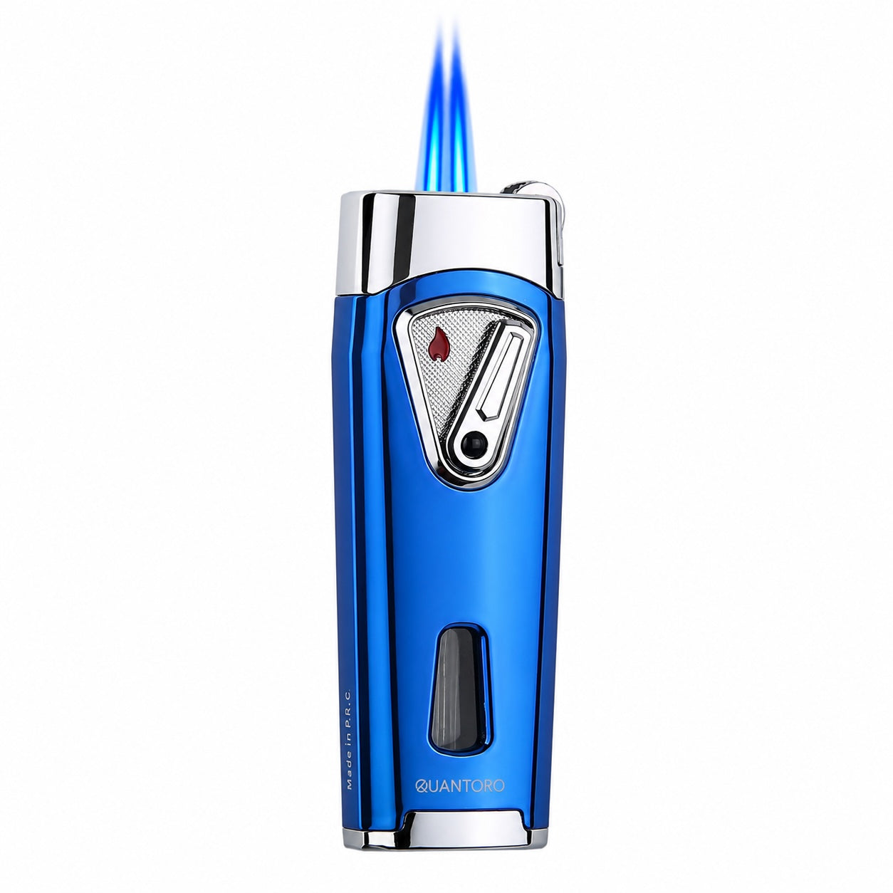Quantoro Çift Jet Alev Ice Blue Puro Çakmağı: Parlak Tasarım, Güçlü Torch Performansı