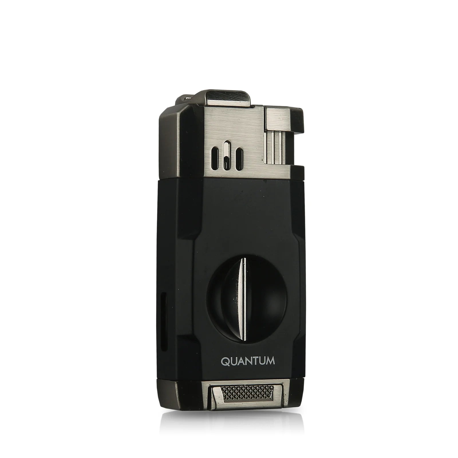 Puro Çakmağı Black Çift Torch Jet Alev V-Cut Puro Kesicili